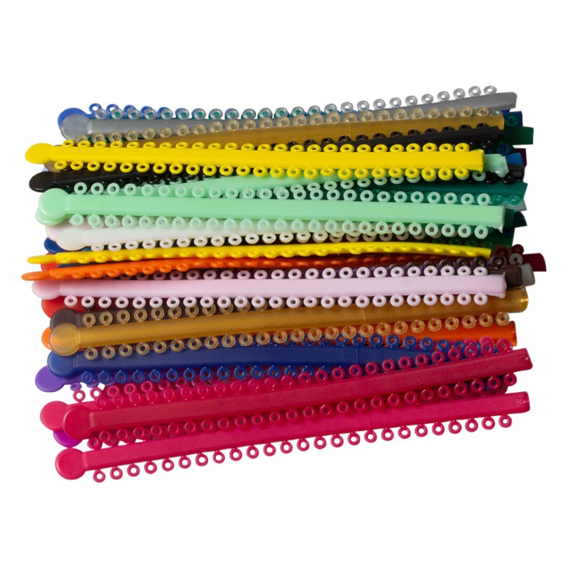 Anillos de ligadura ortodóntica transparentes largos para enseñanza dental transfronteriza, anillos de ligadura dentales de colores, 20 piezas/bolsa
