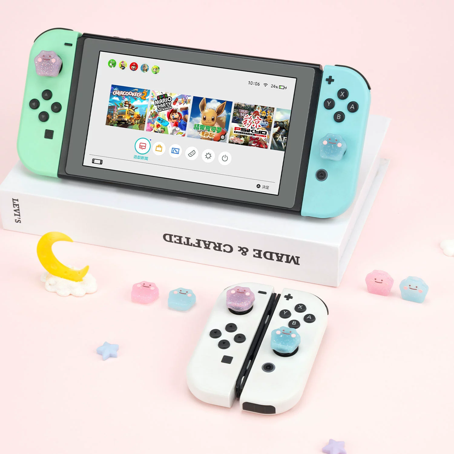 Джойстик-кап (универсальный) совместим с Switch/PS4/PS5/Xbox — силиконовые противоскользящие светящиеся милые крышки