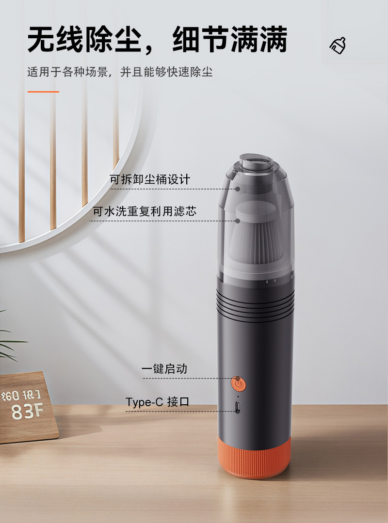 Factory direct cross-border multifunctional car vacuum cleaner wireless charging handheld portable car household vacuum cleaner