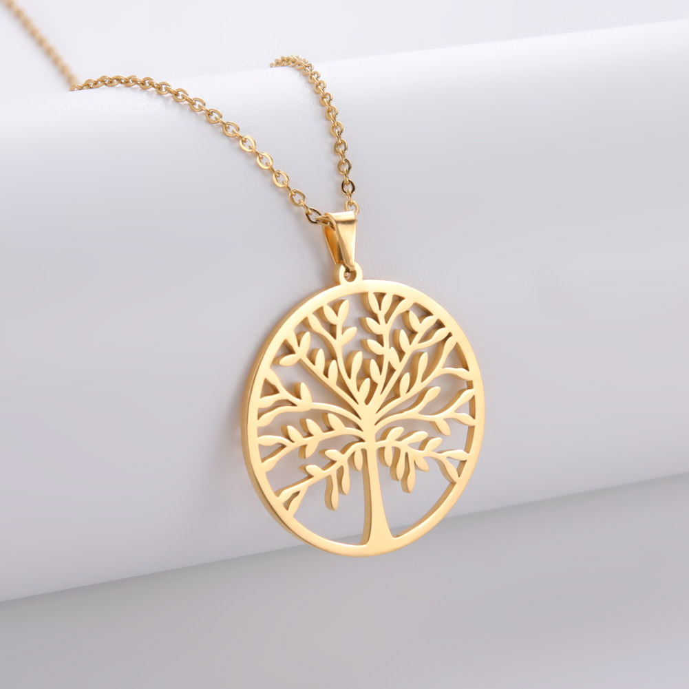 Pendentif arbre de vie collier acier inoxydable bijoux_voghion.com