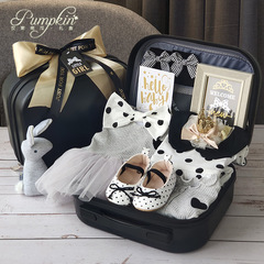 Baby High-end Gift Box Little Princess Black Gold Dress Polka Dot Set Cotton Full Moon 100th Day Baby Girl Gift