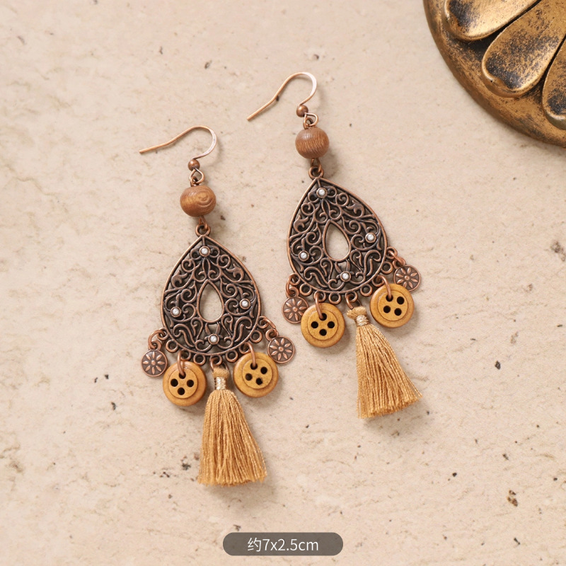 6-Water drop hollow button tassel