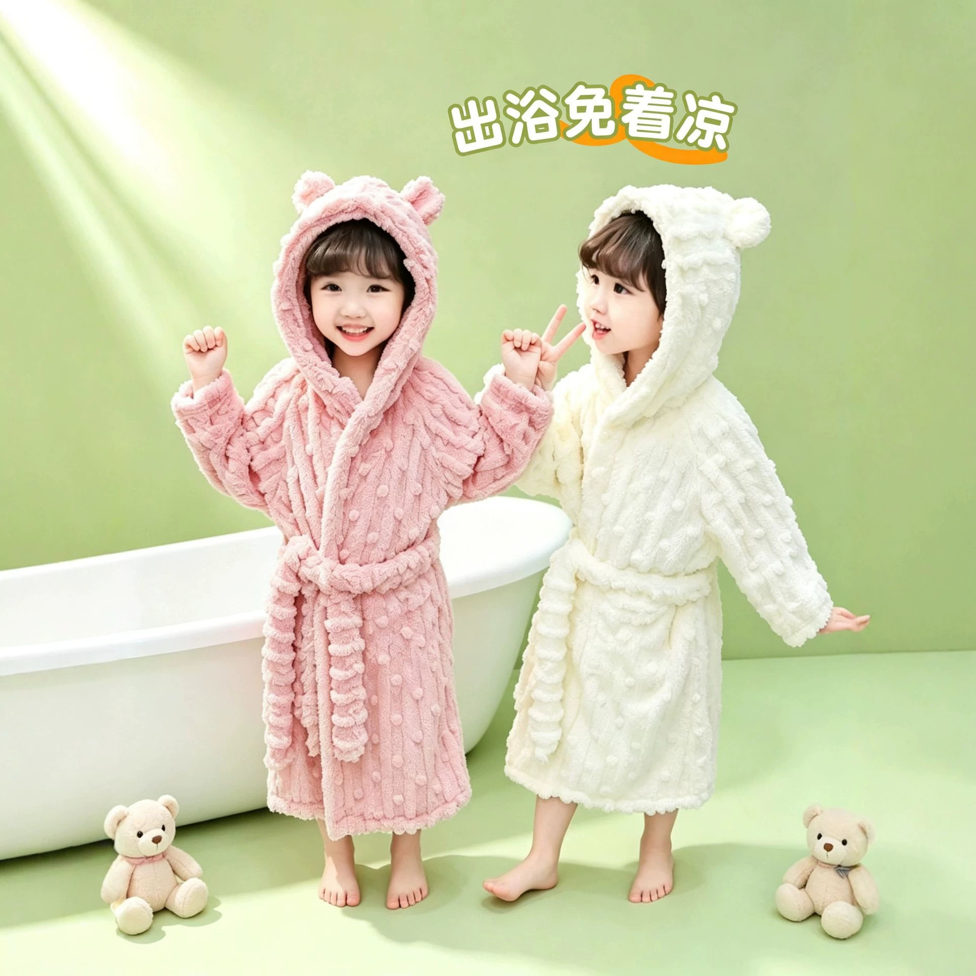 Children's autumn and winter long pajamas, toddler home wear, thickened baby sleepwear, princess-style home bathrobe, warm