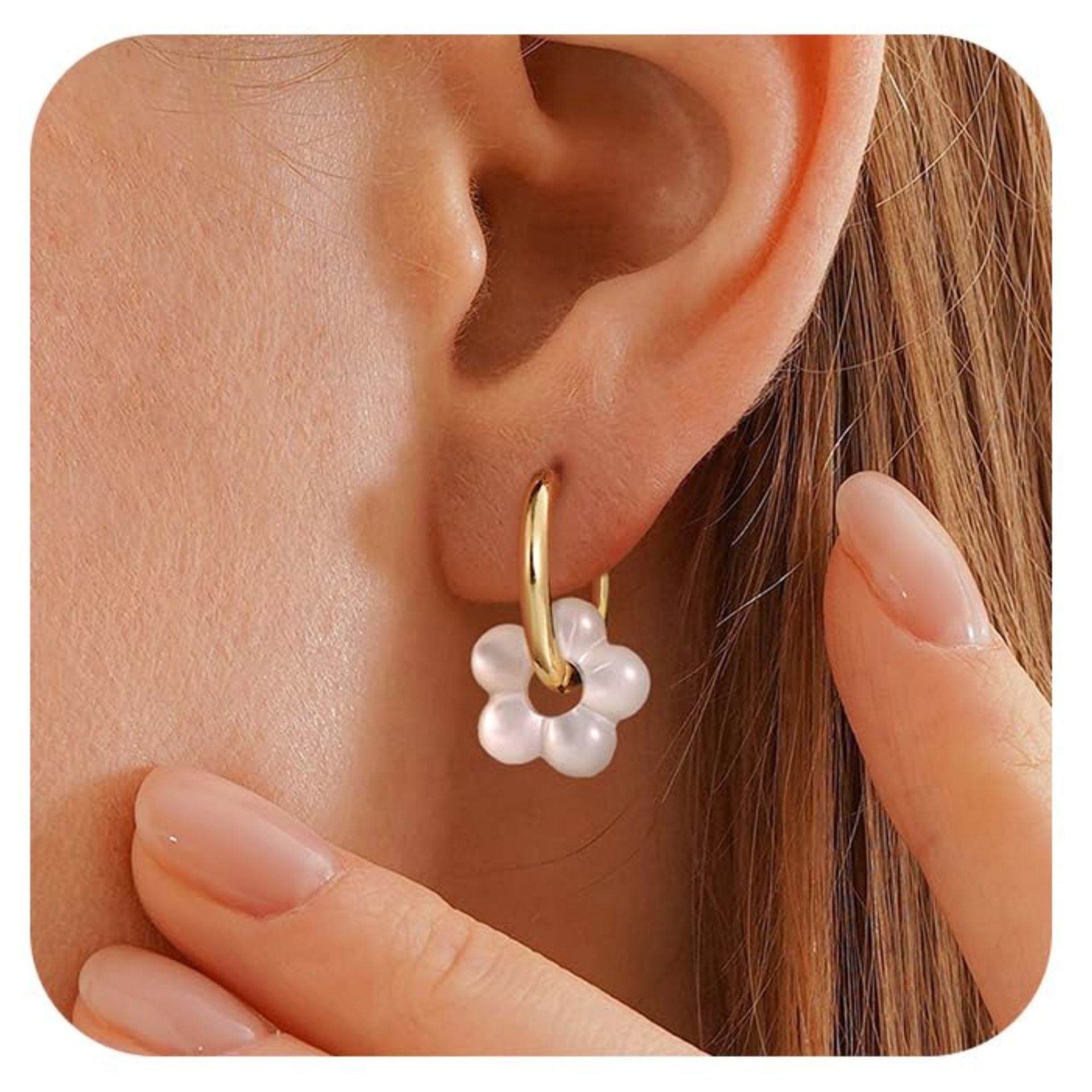Elegante Blumen Ohrhänger Mit Echter Goldbeschichtung Und Perle_voghion.com