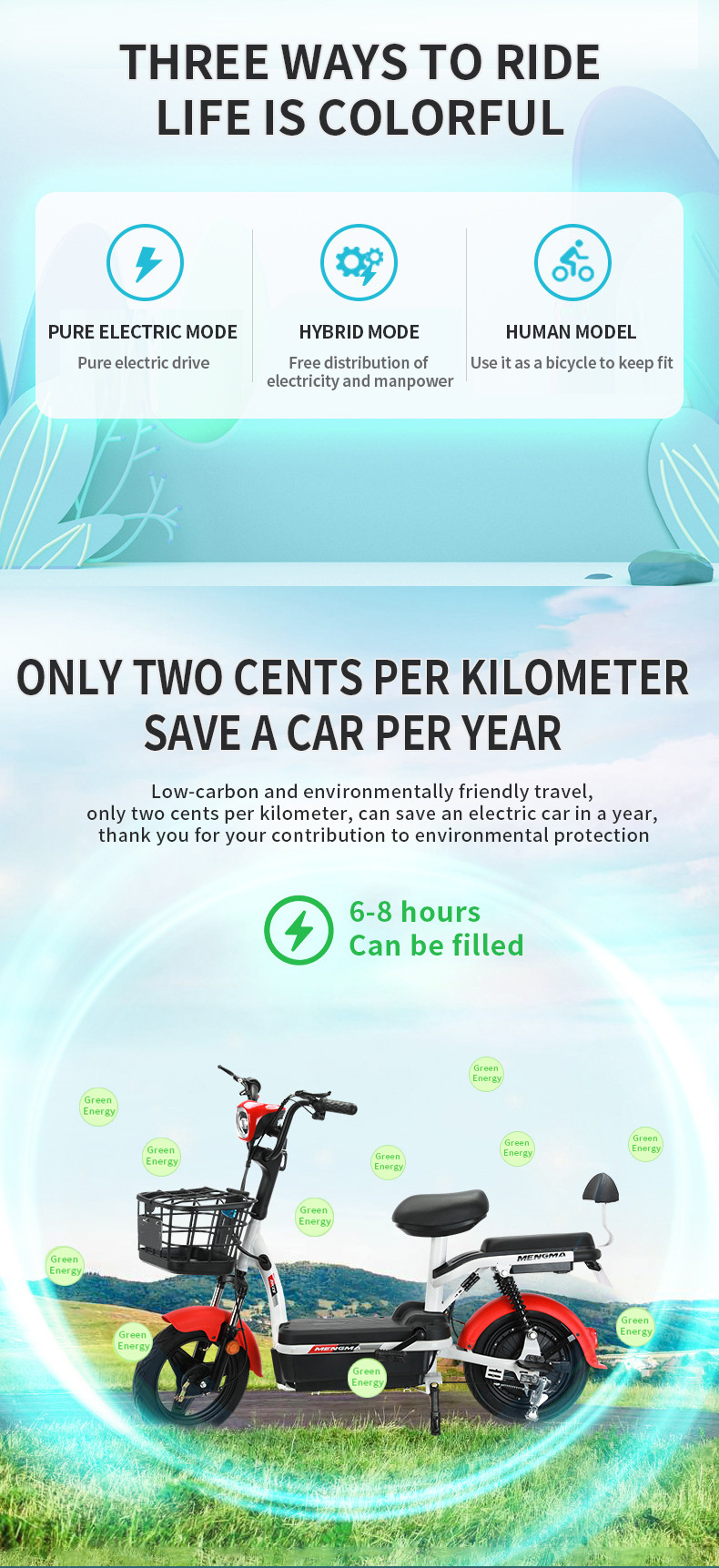 Factory Direct Supply Electric Scooter Battery Car 48V Lightweight Electric Motorcycle Scooter Family Electric Bicycle