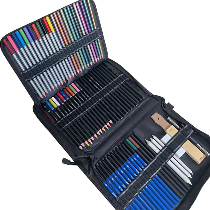 Juego de bolsas de lápices transfronterizas Nuevo juego de pintura de plomo de color de dibujo de 73 piezas Nuevo juego de lápices de color de dibujo de 73PCS