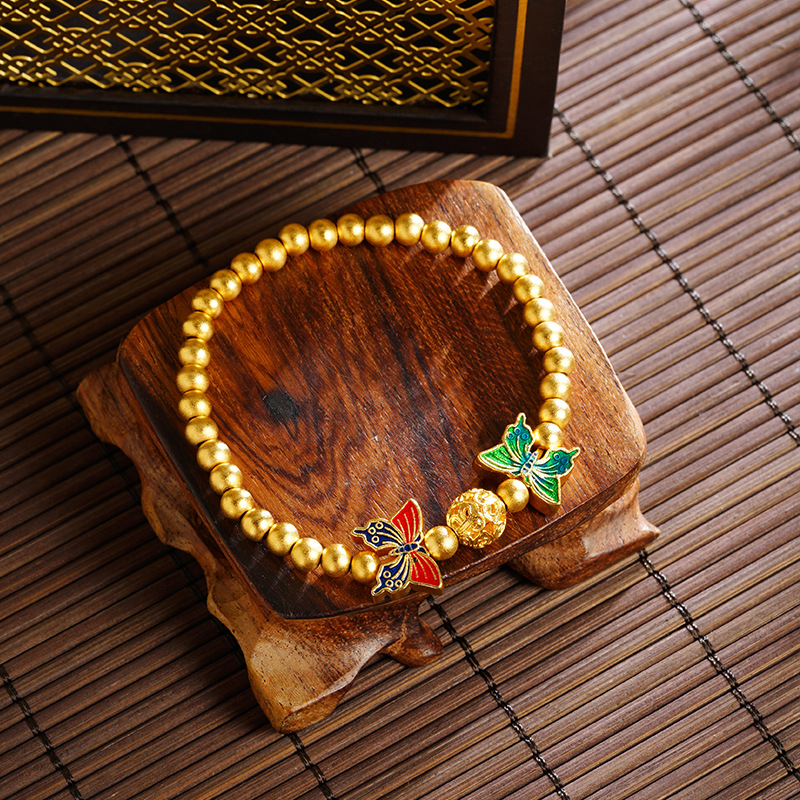 Nuevos productos de oro de arena vietnamita lujoso esmalte de color mariposa brazalete de cuentas de hormigón lujoso no se desvanecerá joyas de alta calidad