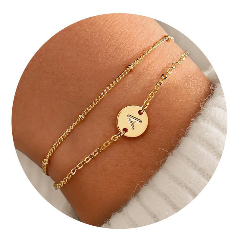 Cross-border European and American New Hot Selling Stainless Steel Double-layer English Letter Bracelet Women's Personality All-match Titanium Steel Bracelet Wholesale