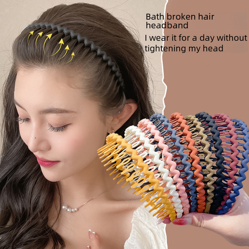 Sugarcane Color Headband from Korea, Hair-Safe, Toothless, Non-Slip, for Women, Colorful, Wavy Headband, Fringe Magic
