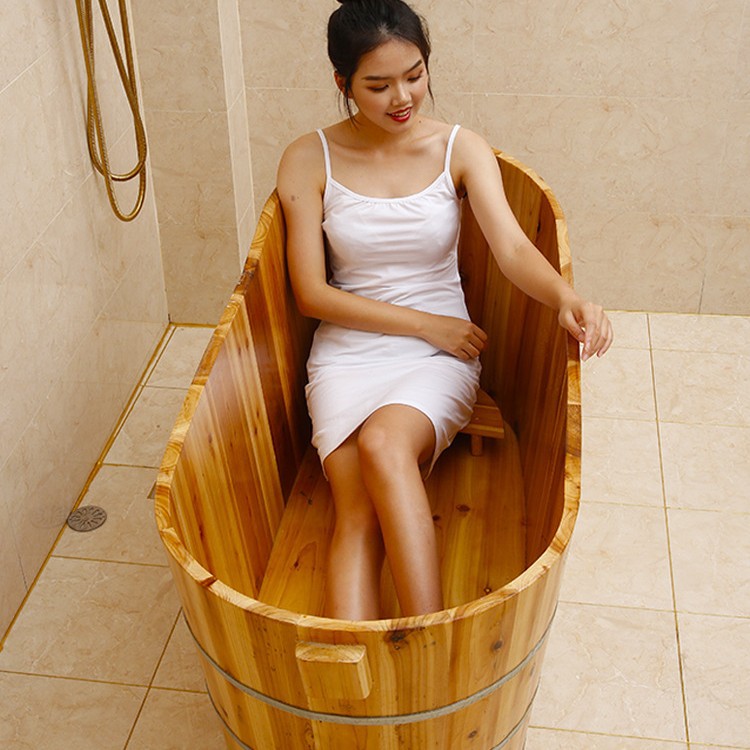裕絮实木泡澡桶美容院大人浴桶木质浴缸成人家用药浴盆全身洗澡桶