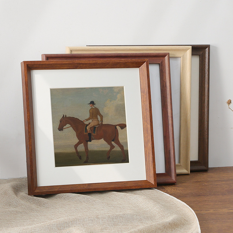 Solid wood mounting frame square 50cm embroidery cross Diamond painting mounting frame 38 Chinese painting 33 photo frame wall hanging