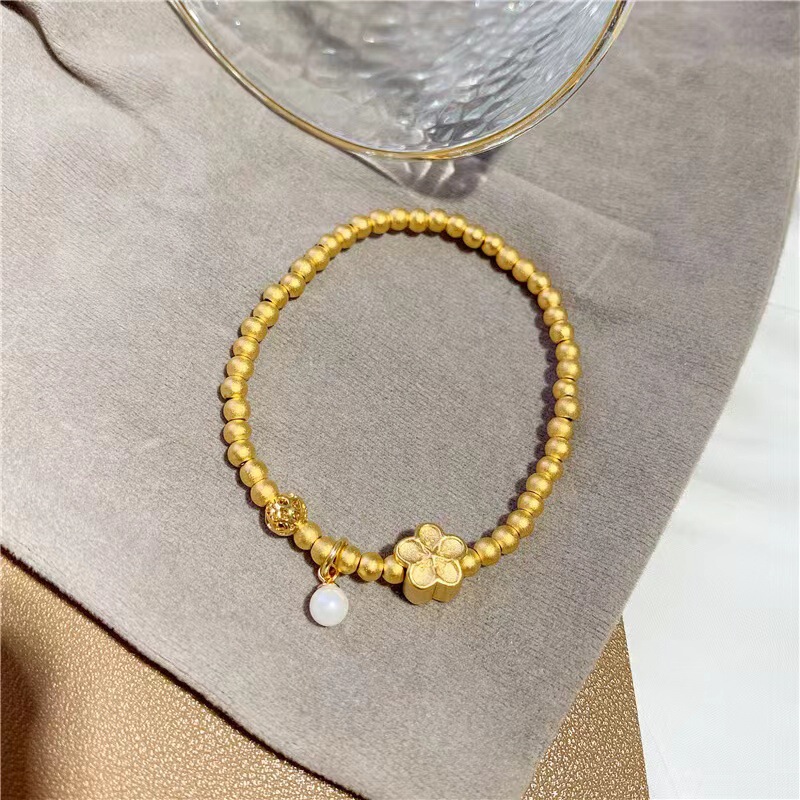 Little Red Book with Peach Blossom Hollow Ball Beaded Pearl Bracelet Shajin Jewelry Elastic Bracelet for Women Little Red Book with Peach Blossom Hollow Ball Beaded Pearl Bracelet Shajin Jewelry Elastic Bracelet for Women