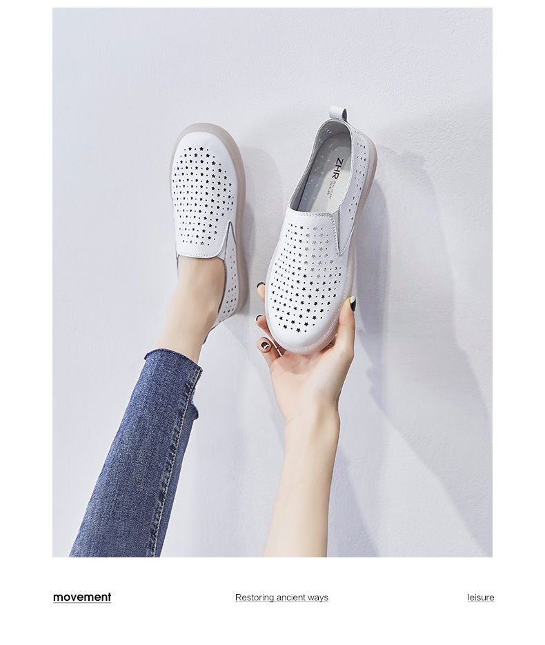 Giày sneaker nữ lưới thoáng khí đế bệt dáng thể thao — Màu be A68 chi tiết 17