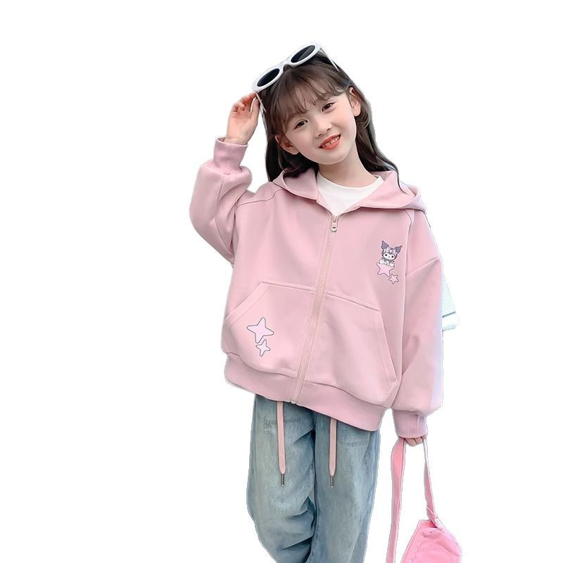 女の子のパーカーのコートのファッションの洋風の子供のクロミの春の服装の薄い金の小さい女の子の運動は帽子の上着と一緒に爆発します。|undefined