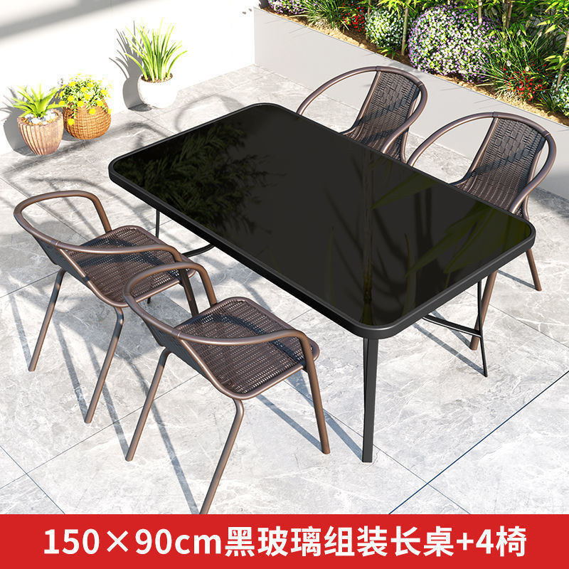 150 black long table + 4 chairs