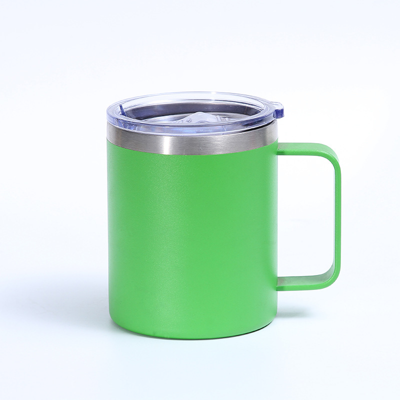 Nueva taza creativa de acero inoxidable de 12oz taza de café de doble capa con mango de oficina de negocios del hogar taza de vacío