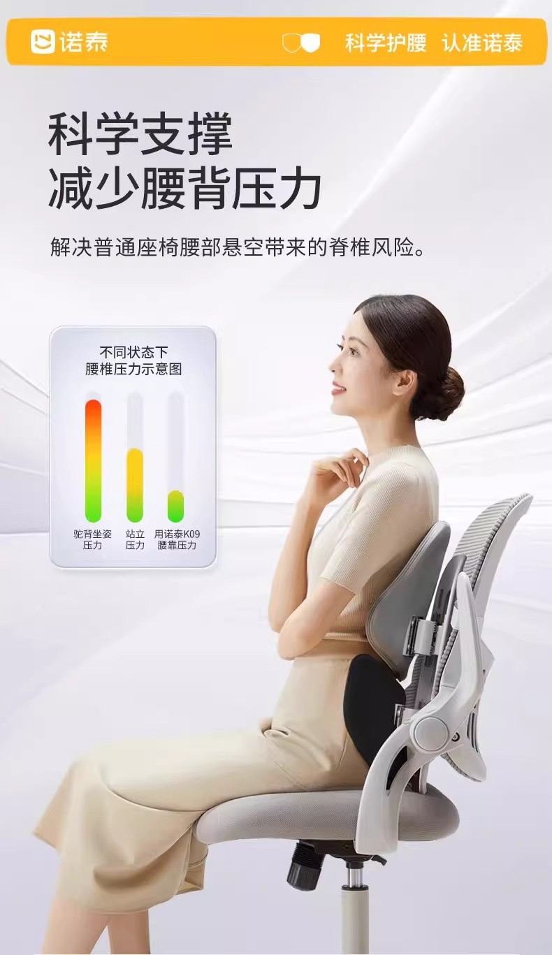 Ergonomic Lumbar Support Cushion for Office Chair, Back Cushion, Waist Support, Chair Cushion, Long Sitting Lumbar Pad, Seat Lumbar Support