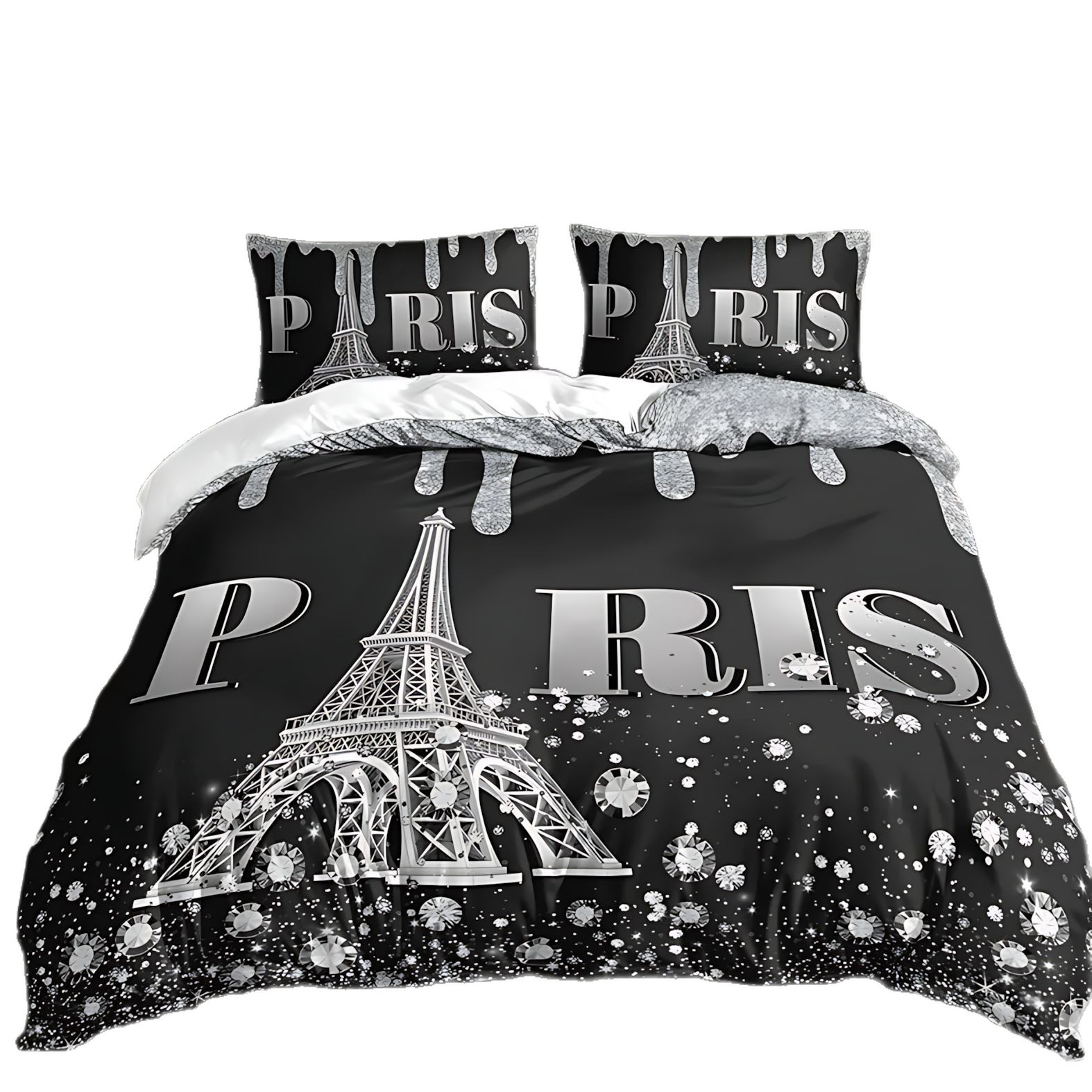 TUME / JIT Transfronterizo Torre Eiffel Soft Transpirable HD Digital Printed Edredon Kit