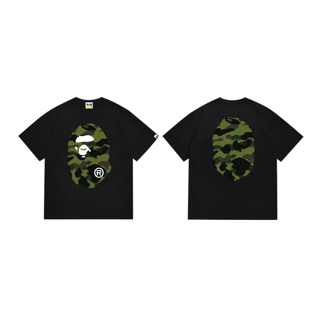 Короткая футболка повседневная с коротким рукавом (BAPE) двойной пряжи унисекс, разноцветная и размеры S–XXL
