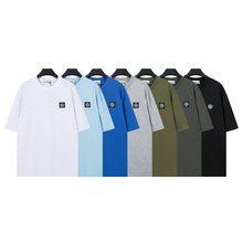 跨境石头Stone基础经典款纯色短袖刺绣小标圆领T恤女款ius外贸