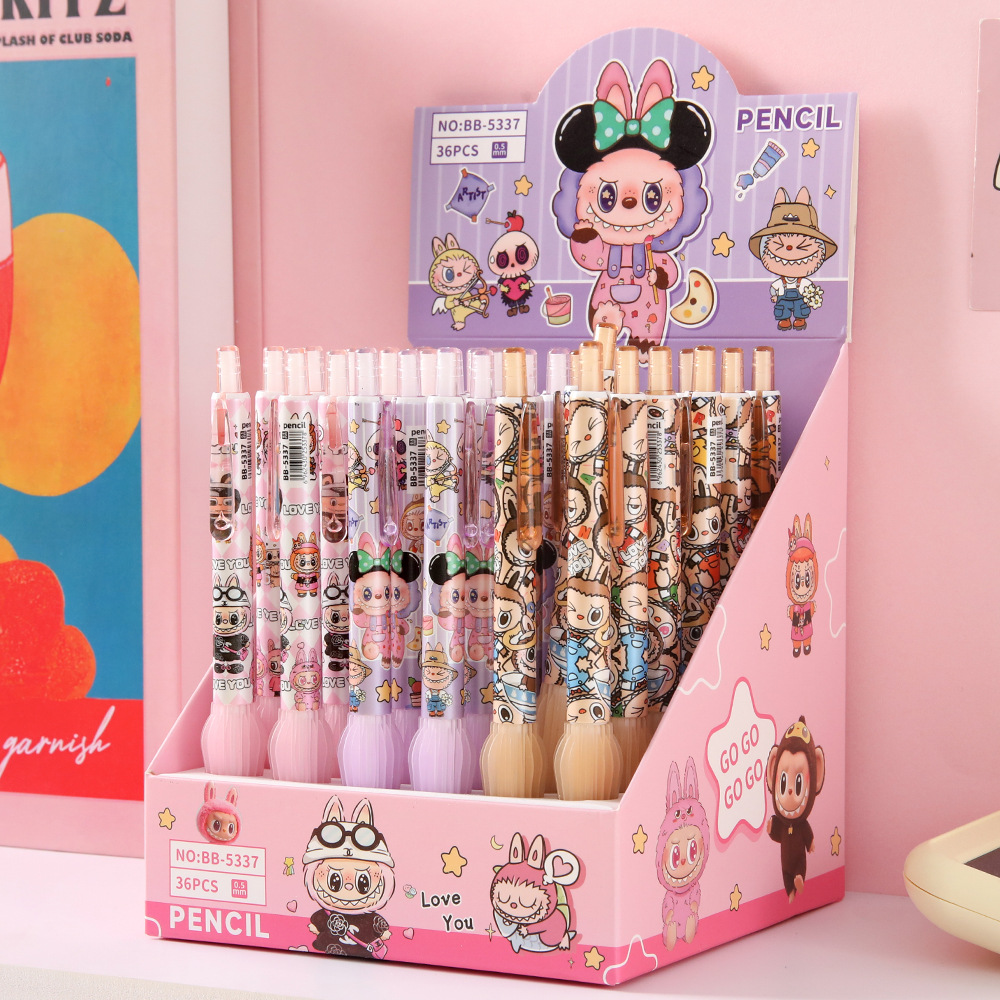 Creativo lápiz automático de tela pequeña, lápiz activo de alto valor facial sin cortar, papelería para estudiantes de primaria