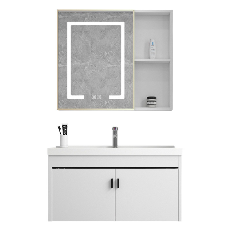 El espacio de baño de aluminio a prueba de humedad tablero de baño gabinete combinación lavabo simple lavabo de cerámica integrado lavabo