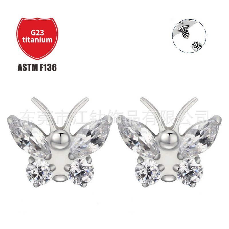 Pointed titanium steel lip stud product view