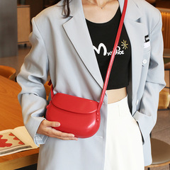 2024 Spring New Candy Color Large Pressure Shell Bag Leather Versatile Saddle Bag Casual Fashion Shoulder Bag Crossbody