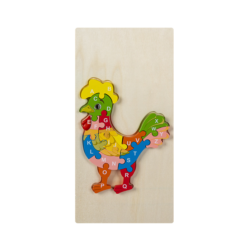 Rompecabezas para niños transfronterizos Animales cognitivos digitales dibujos animados rompecabezas tridimensional educación temprana para bebés iluminación juguetes de madera al por mayor