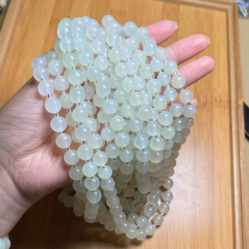Natural jade Xiuyu beads mother necklace white Xiuyu can be used as multi-circle Buddha bead bracelet