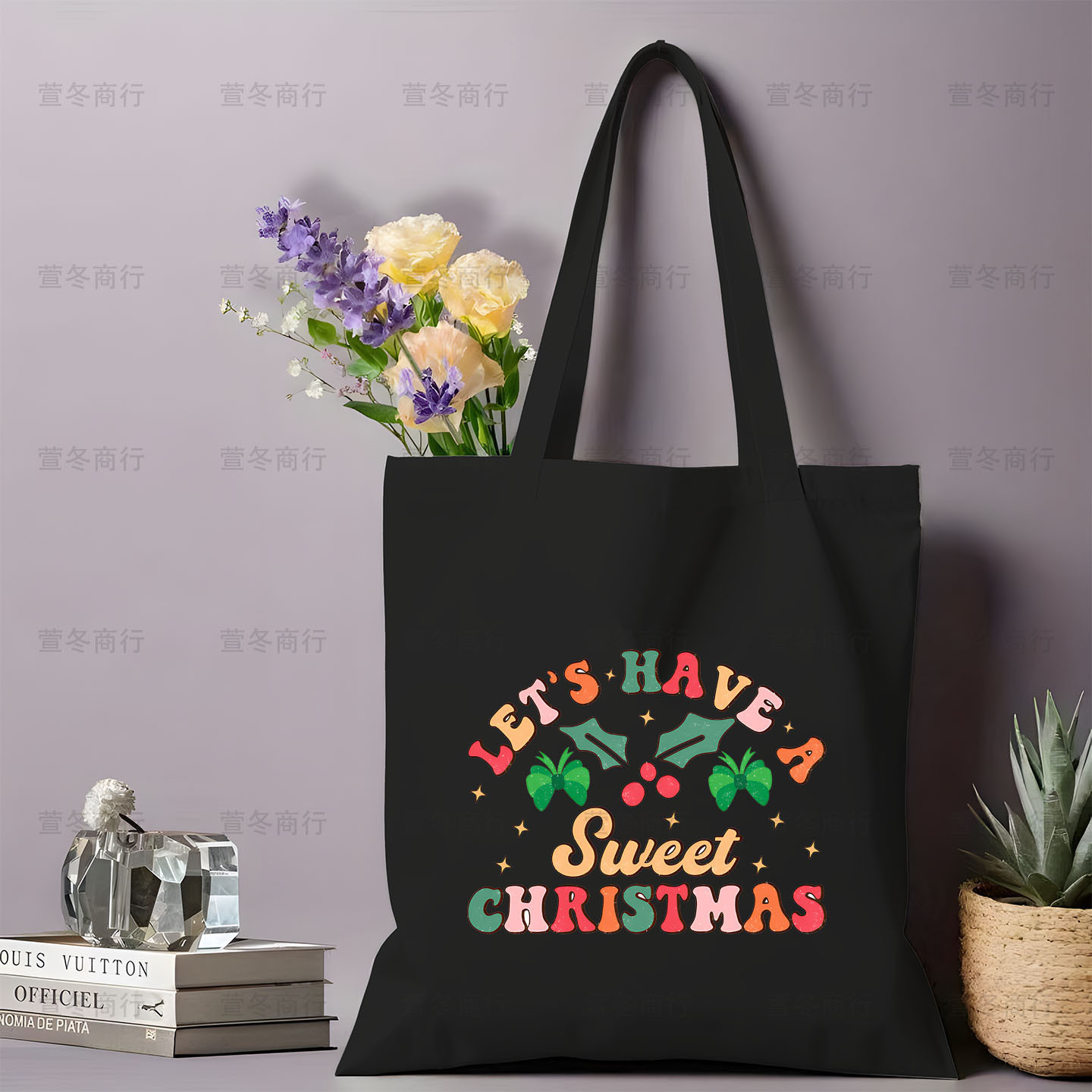 Bolsa de lona de Santa Claus de dibujos animados estudiantes bolsas de lona de mano de Navidad bolsas de hombro de gran capacidad ventas calientes transfronterizas