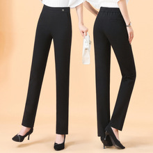 专柜正品女装裤子新款高端百搭垂感大码西裤高腰弹力松紧腰直筒裤