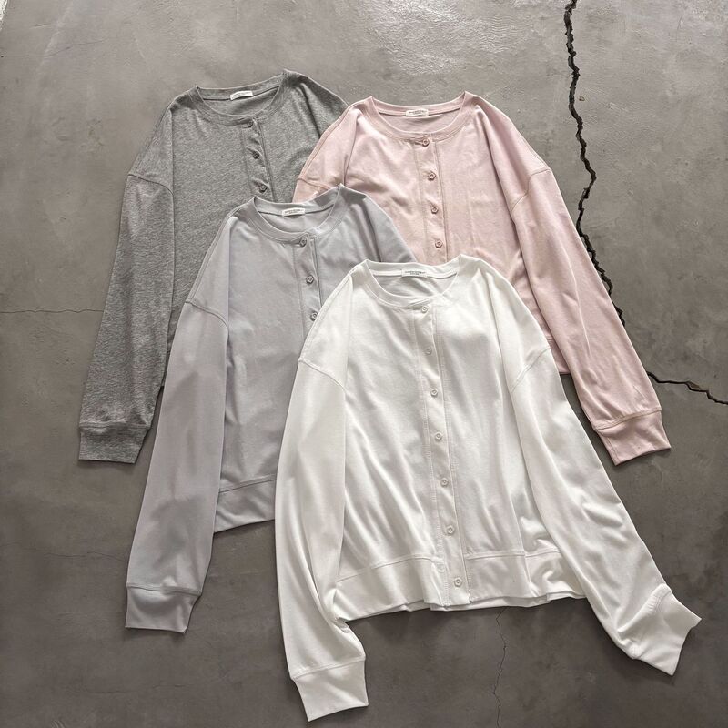 Korean-Style Relaxed Round-Neck Button-Up Cardigan, Hydrangea Flowers from Jeju Island, Ice-Cool Sun-Protective Air-Conditioning Jacket