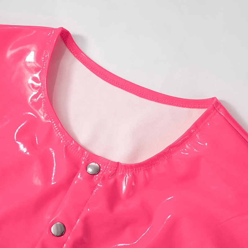 Women Backless Slim Fit Faux Leather Flying Sleeves Casual Romper