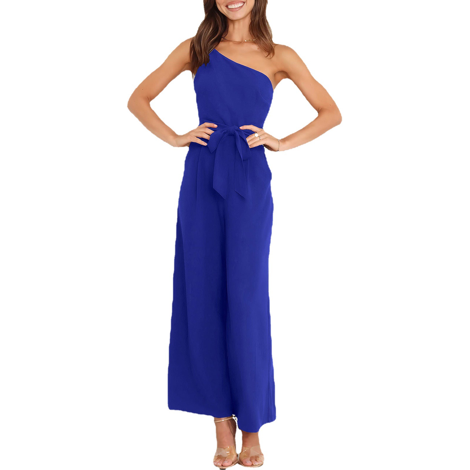 2024 Europa y América Transfronterizo Amazon Primavera y verano Temperamento Commuter Color sólido Pantalones directos Sin tirantes Mono Mujer