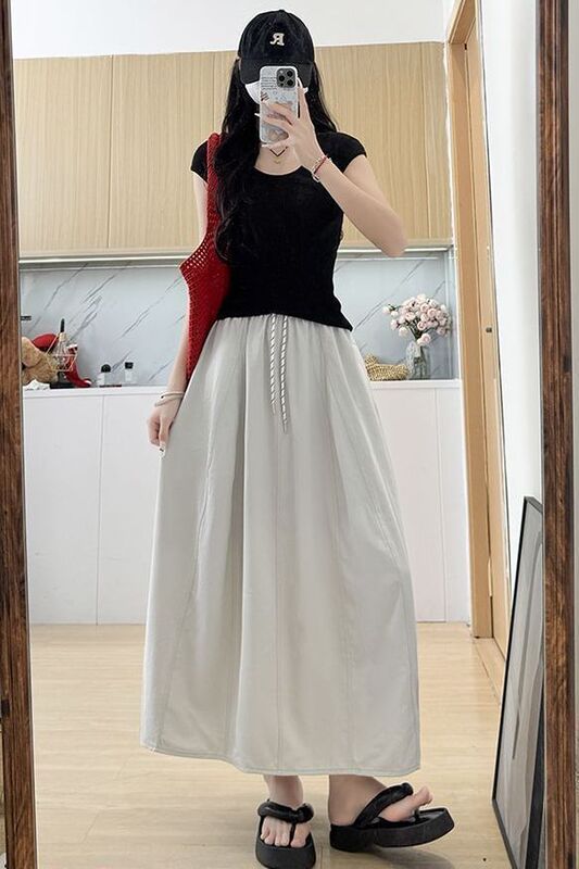 Old Money Style Workwear Skirt for Women Spring, Autumn and Summer 2025 New Mid-Length A-Line Long Skirt Small Pumpkin Skirt