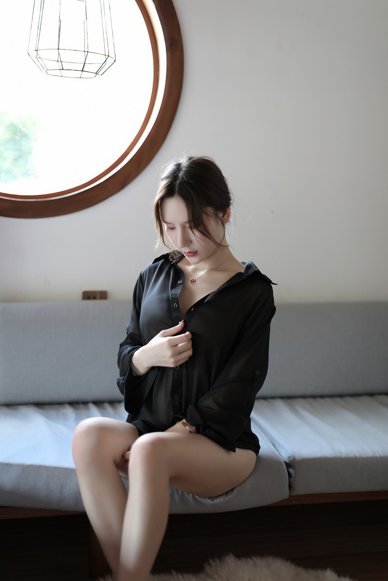 Sheer Chiffon Boyfriend Shirt Lingerie for Women, White Costume Uniform, One Size — detail image 8