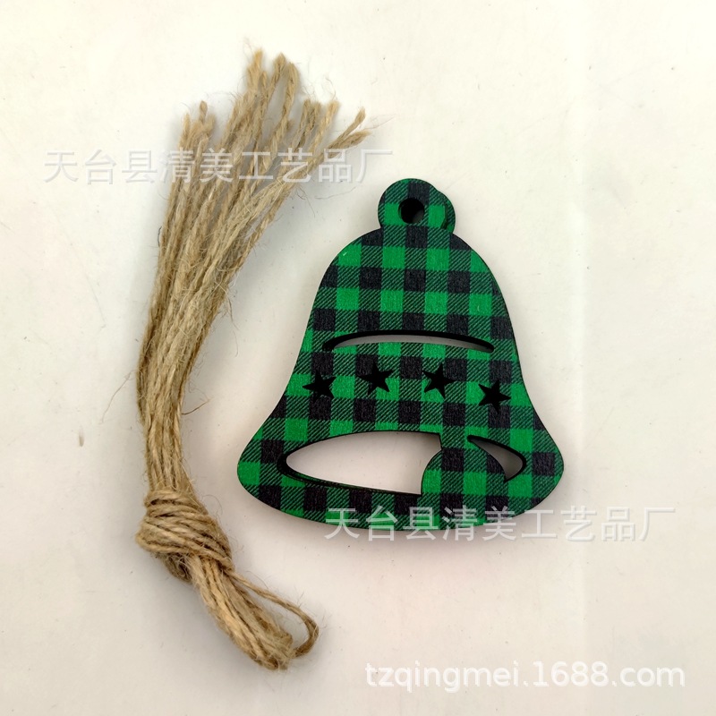 33 modelos de cuadros verdes y negros serie navideña piezas de madera colgante de decoración navideña se pueden combinar libremente 10 piezas en un paquete