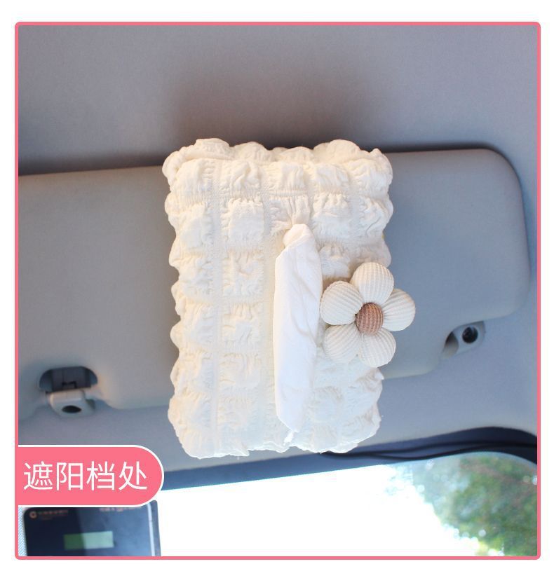 Cute car-mounted tissue box, hanging tissue box set for sun visor, armrest box, car seat tissue hanging bag for women