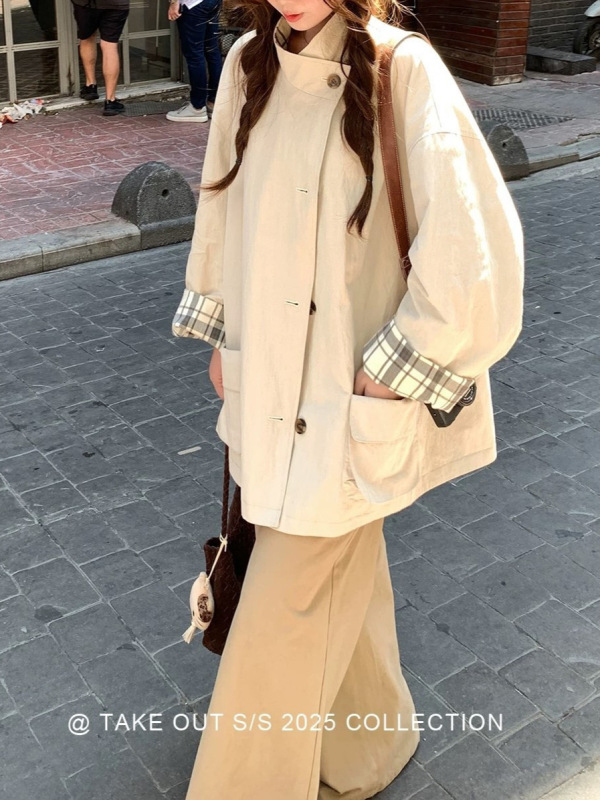 外卖到了【都市漫游】入秋仪式感满分正反两穿宽松气质风衣外套女|undefined