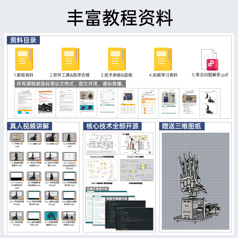Bionic robot palm UHAND Uno somatosensory control/AI open source robot/compatible with Arduino development