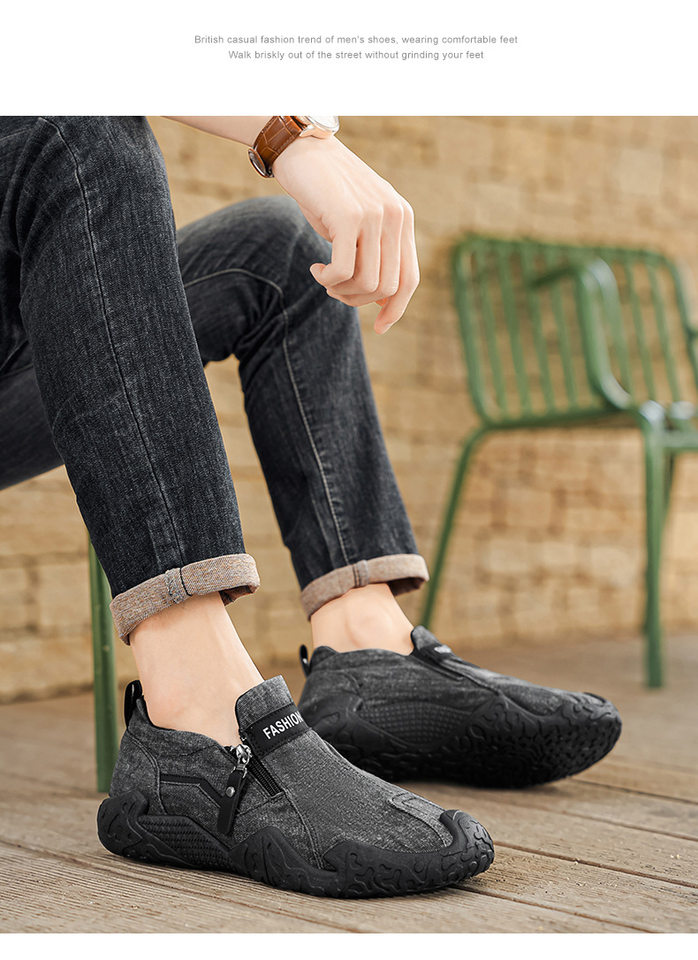 Giày lười nam vải bạt thoáng khí mũi tròn đế cao su — 852 màu kaki, 852 màu xám, 852 màu đen chi tiết 15