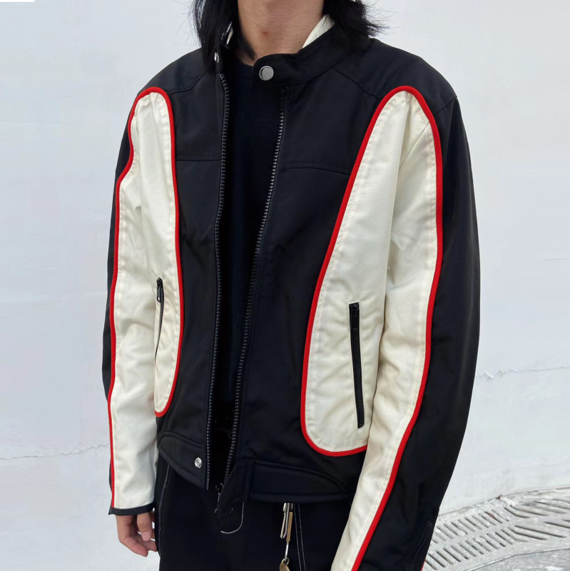 Park Jae-fan Same Style American Style Retro Pilot Motorcycle Jacket Men's High-end Feeling Ruffian Handsome Couple's Jacket Racing Suit Trendy