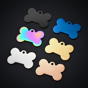 Cross-Border Supply 304 Stainless Steel Bone Dog Tag New Pet Tag Titanium Steel Dog Engraved Lost Tag Fat Bone