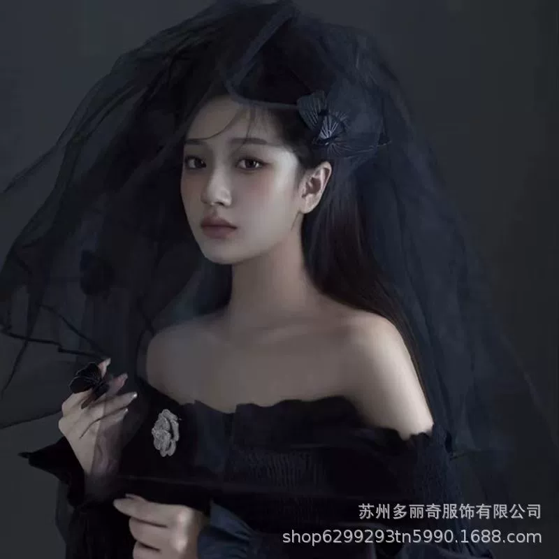  Halloween черная вуаль готический стиль объемная бабочка свадебная фотосессия студия аксессуары для фото