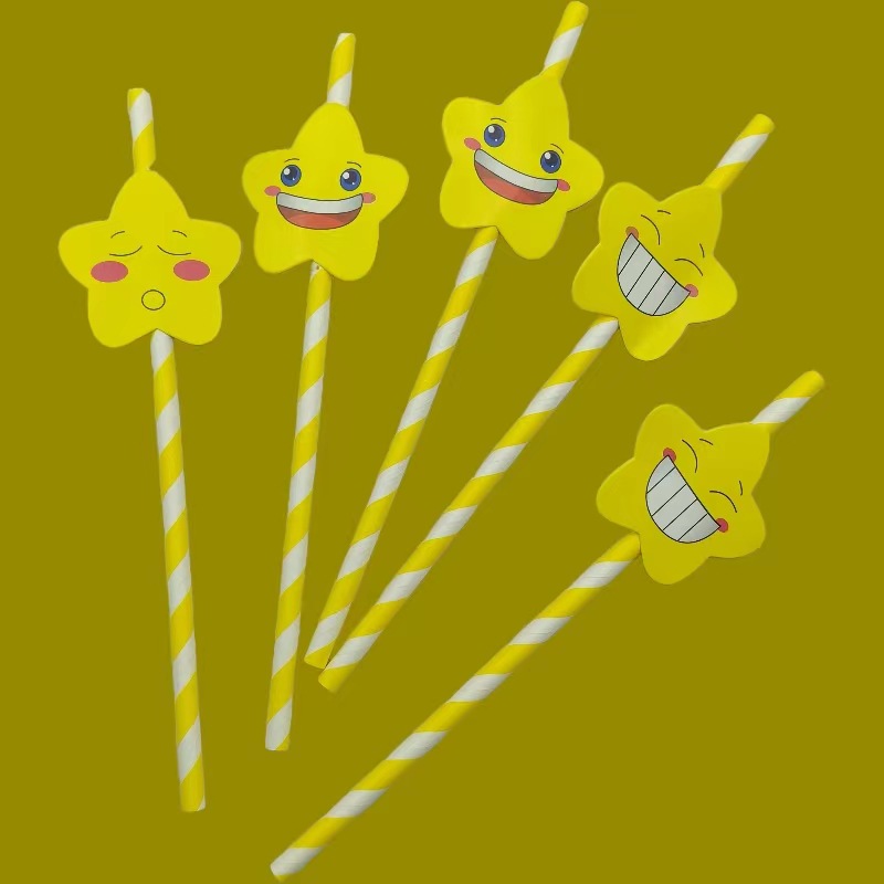 Pajita de papel de fiesta Pajita de tarjeta sonriente de celebridades de Internet Postre degradable desechable Pajita decorativa de té con leche