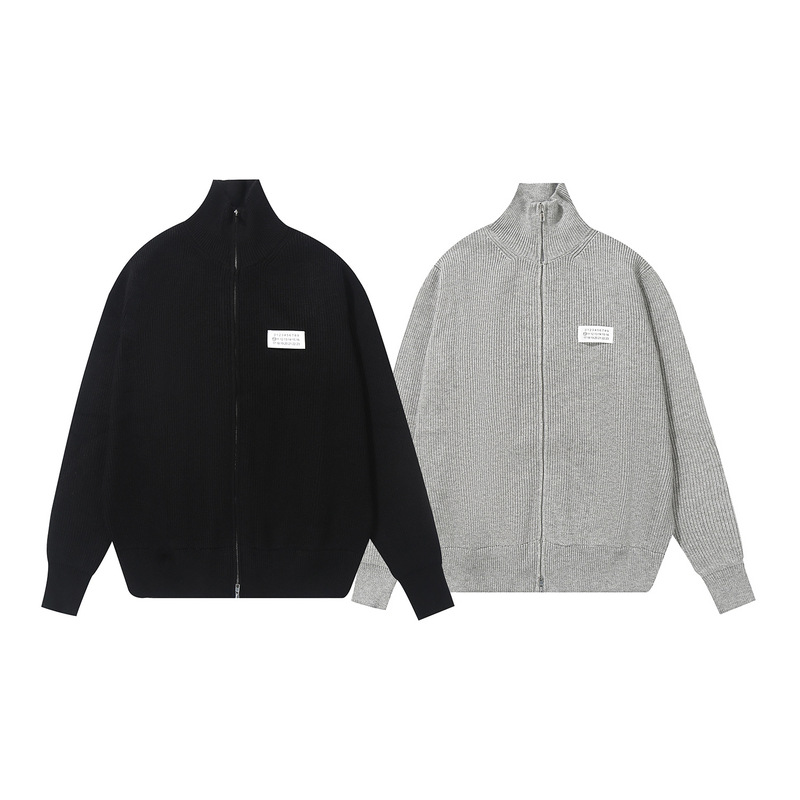 Cross-Border New Maison Margiela Mm6 Wool Knit Unisex Turtleneck Solid Color Zipper Cardigan Sweater Jacket