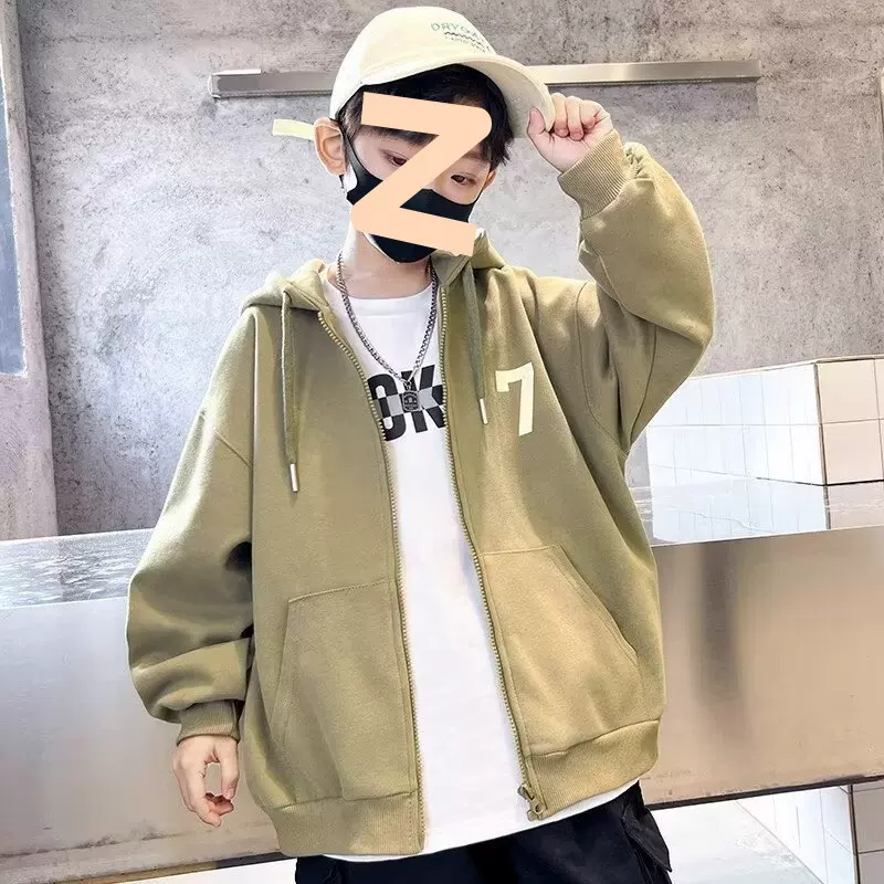 男童秋季外套2024新款儿童帅气韩版中大童春秋连帽长袖开衫上衣潮