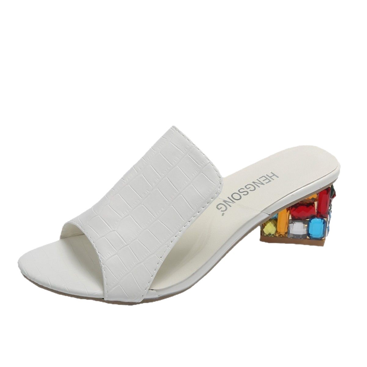 Women's Chunky Heel High Heels Summer plus Size Color Block Slip on Sandals Comfortable Casual Party Wedding Shoes_vogvips.com