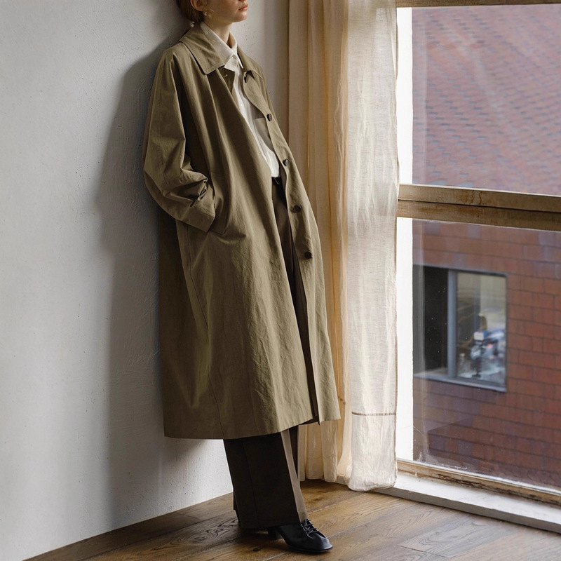 Rewear/Store Signature American Imported Pima Cotton Paper Texture Linen Architectural Silhouette Windbreaker 11018